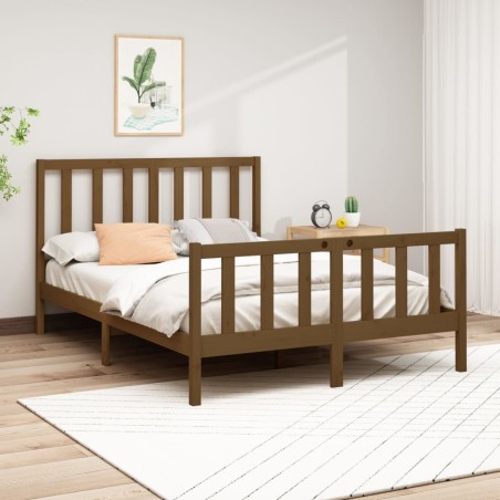 vidaXL Estructura de cama madera maciza de pino marrón miel 150x200 cm