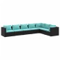vidaXL Set de muebles de jardín 7 pzas y cojines ratán sintético negro vidaXL Set de muebles de jardín 7 pzas y cojines ratán sintético negro