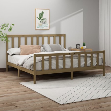 vidaXL Estructura de cama madera maciza marrón miel 200x200 cm