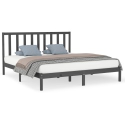 vidaXL Estructura de cama de madera maciza gris super king 180x200 cm