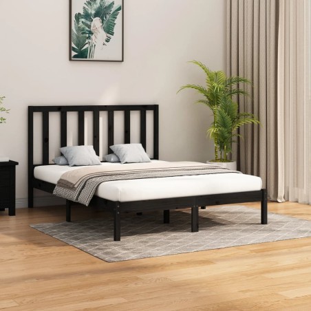 vidaXL Estructura de cama de madera maciza negra 140x200 cm