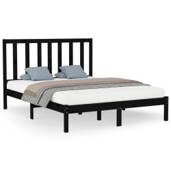 vidaXL Estructura de cama de madera maciza negra 140x200 cm