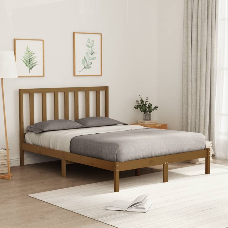 vidaXL Estructura de cama madera maciza de pino marrón miel 120x200 cm vidaXL Estructura de cama madera maciza de pino marrón miel 120x200 cm