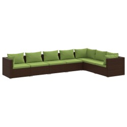 vidaXL Set muebles de jardín 7 piezas y cojines ratán sintético marrón