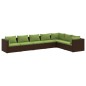 vidaXL Set muebles de jardín 7 piezas y cojines ratán sintético marrón vidaXL Set muebles de jardín 7 piezas y cojines ratán sintético marrón
