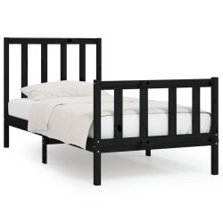 vidaXL Estructura de cama madera maciza negro 90x200 cm