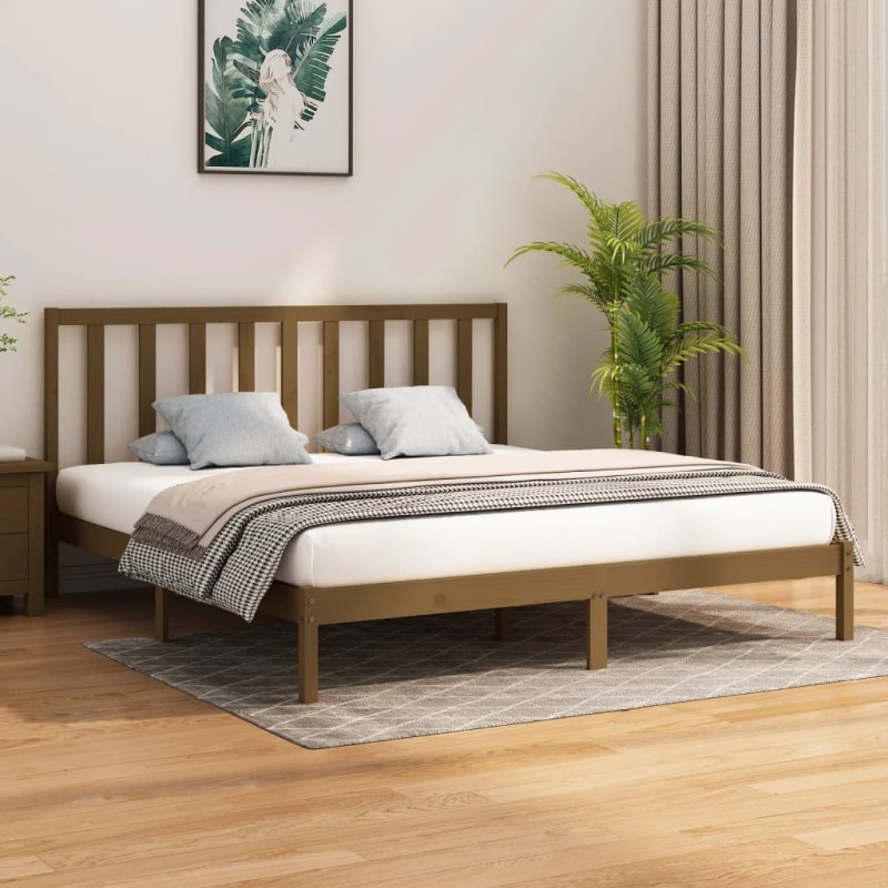vidaXL Estructura de cama madera maciza de pino marrón miel 200x200 cm vidaXL Estructura de cama madera maciza de pino marrón miel 200x200 cm