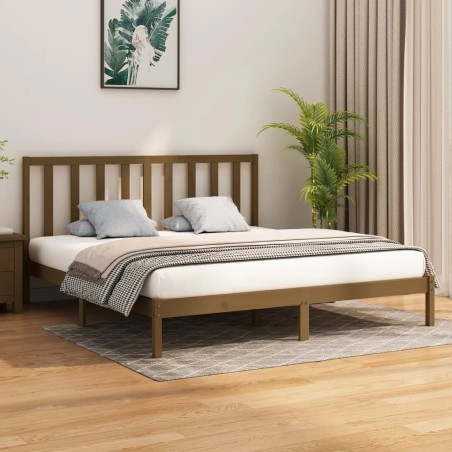 vidaXL Estructura de cama madera maciza de pino marrón miel 200x200 cm