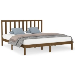 vidaXL Estructura de cama madera maciza de pino marrón miel 200x200 cm