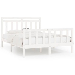 vidaXL Estructura de cama de madera maciza de pino blanco 160x200 cm
