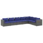 vidaXL Set de sofás de jardín 7 piezas y cojines ratán sintético gris vidaXL Set de sofás de jardín 7 piezas y cojines ratán sintético gris