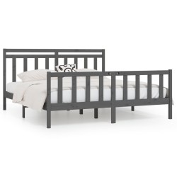 vidaXL Estructura de cama madera maciza de pino gris 180x200 cm