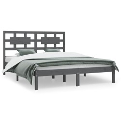 vidaXL Estructura de cama de madera maciza de pino gris 140x200 cm