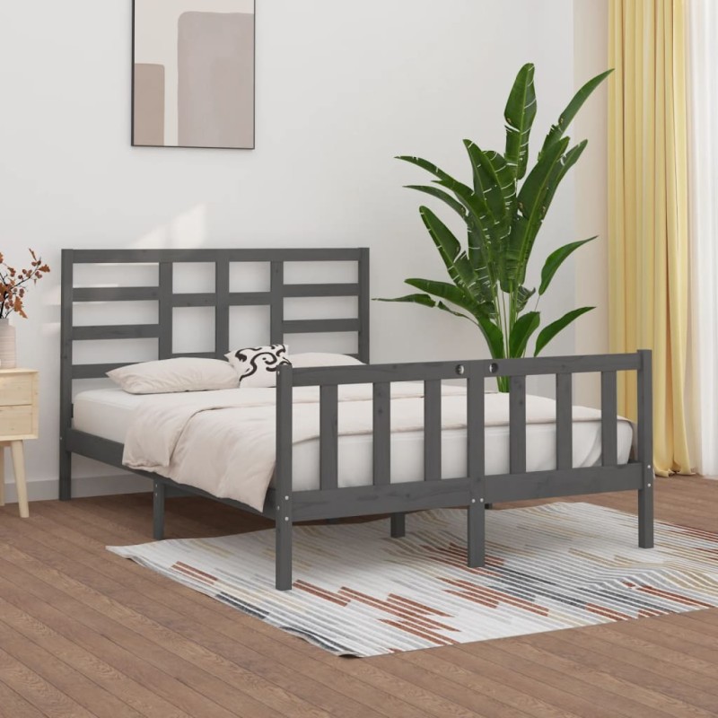vidaXL Estructura de cama de madera maciza de pino gris 160x200 cm vidaXL Estructura de cama de madera maciza de pino gris 160x200 cm