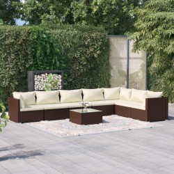vidaXL Set muebles de jardín 8 piezas y cojines ratán sintético marrón