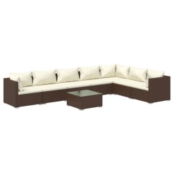 vidaXL Set muebles de jardín 8 piezas y cojines ratán sintético marrón