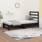 vidaXL Sofá cama extraíble madera maciza de pino negro 2x(90x190) cm