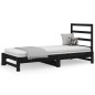 vidaXL Sofá cama extraíble madera maciza de pino negro 2x(90x190) cm