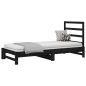 vidaXL Sofá cama extraíble madera maciza de pino negro 2x(90x190) cm