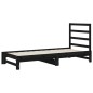 vidaXL Sofá cama extraíble madera maciza de pino negro 2x(90x190) cm