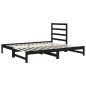 vidaXL Sofá cama extraíble madera maciza de pino negro 2x(90x190) cm