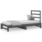 vidaXL Sofá cama extraíble madera maciza de pino gris 2x(90x190) cm