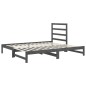 vidaXL Sofá cama extraíble madera maciza de pino gris 2x(90x190) cm
