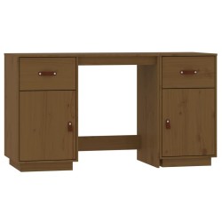 vidaXL Escritorio armarios madera maciza pino marrón miel 135x50x75cm