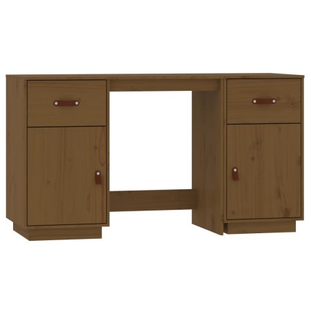 vidaXL Escritorio armarios madera maciza pino marrón miel 135x50x75cm