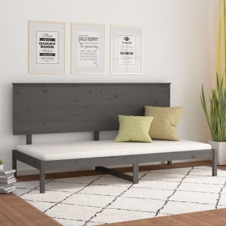 vidaXL Sofá cama madera maciza de pino gris 90x200 cm