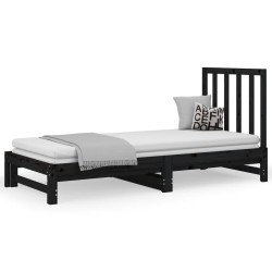 vidaXL Sofá cama extraíble madera maciza de pino negro 2x(90x200) cm