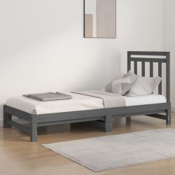 vidaXL Sofá cama extraíble madera maciza de pino gris 2x(90x200) cm