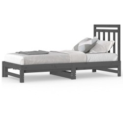 vidaXL Sofá cama extraíble madera maciza de pino gris 2x(90x200) cm