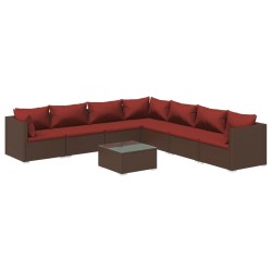 vidaXL Set sofás de jardín 8 piezas y cojines ratán sintético marrón