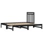 vidaXL Sofá cama extraíble madera maciza de pino negro 2x(90x190) cm