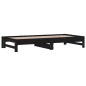 vidaXL Sofá cama extraíble madera maciza de pino negro 2x(90x190) cm