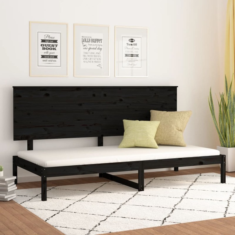 vidaXL Sofá cama madera maciza de pino negro 90x200 cm vidaXL Sofá cama madera maciza de pino negro 90x200 cm