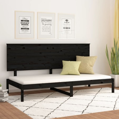 vidaXL Sofá cama madera maciza de pino negro 90x200 cm