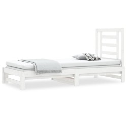 vidaXL Sofá cama extraíble madera maciza de pino blanco 2x(90x190) cm