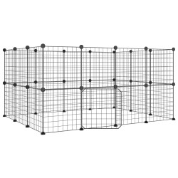 vidaXL Jaula para mascotas de 28 paneles puerta acero negro 35x35 cm