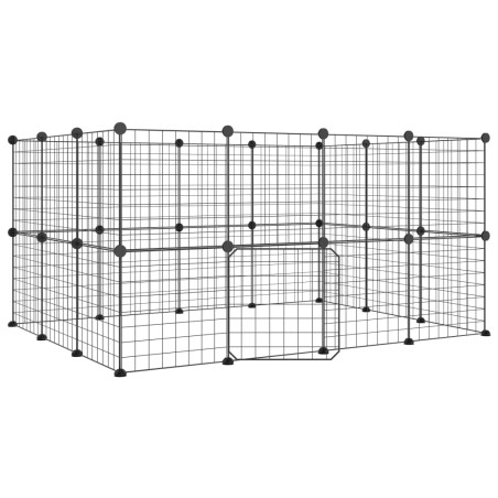 vidaXL Jaula para mascotas de 28 paneles puerta acero negro 35x35 cm