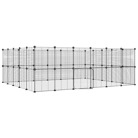 vidaXL Jaula para mascotas de 44 paneles puerta acero negro 35x35 cm