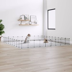 vidaXL Jaula para mascotas de 36 paneles puerta acero negro 35x35 cm