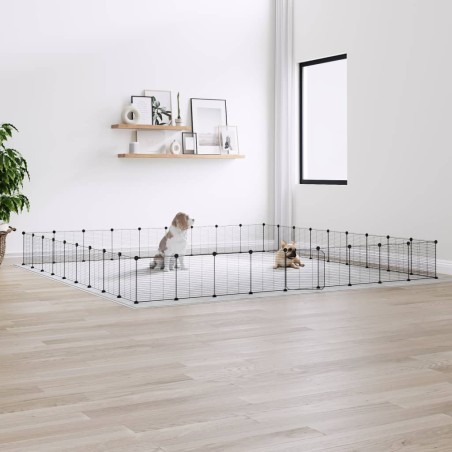 vidaXL Jaula para mascotas de 36 paneles puerta acero negro 35x35 cm