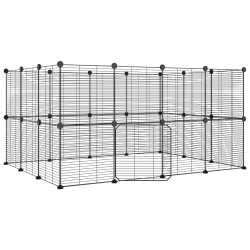 vidaXL Jaula para mascotas de 28 paneles puerta acero negro 35x35 cm