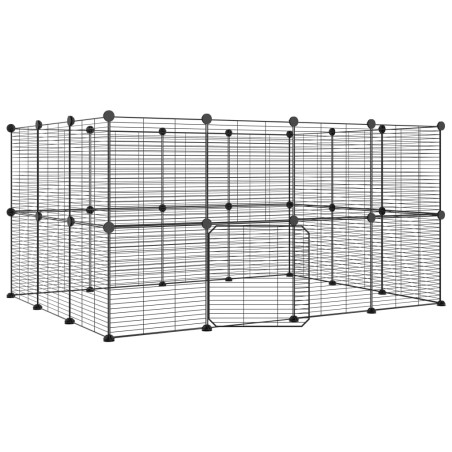 vidaXL Jaula para mascotas de 28 paneles puerta acero negro 35x35 cm