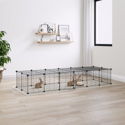 vidaXL Jaula para mascotas de 28 paneles puerta acero negro 35x35 cm