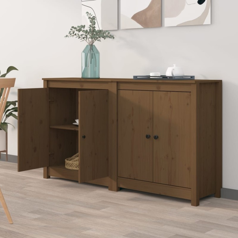 vidaXL Aparador 2 uds de madera maciza de pino marrón 70x35x80 cm vidaXL Aparador 2 uds de madera maciza de pino marrón 70x35x80 cm