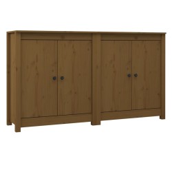 vidaXL Aparador 2 uds de madera maciza de pino marrón 70x35x80 cm