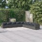 vidaXL Set de muebles de jardín 9 pzas y cojines ratán sintético gris vidaXL Set de muebles de jardín 9 pzas y cojines ratán sintético gris